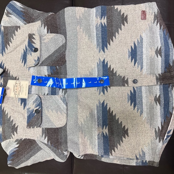 Jachs Men’s Tan Aztec Sherpa Lined Wool Blend Jacket Shacket - Picture 14 of 16